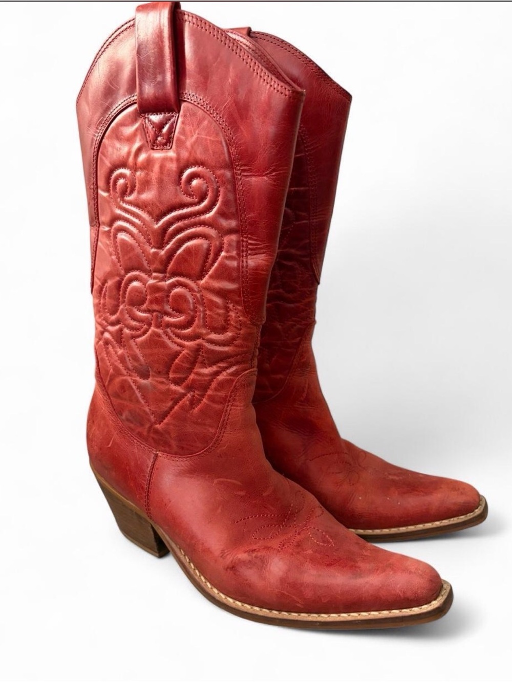 Penny Loves Kenny Red Leather Cowboy Boots